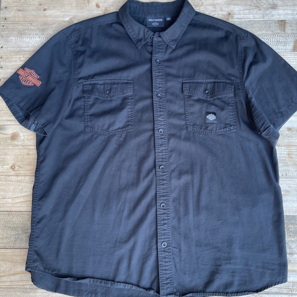 Harley Davidson Whiplash Shirt 2XL Black Embroidered Back Logo 96853-23VM